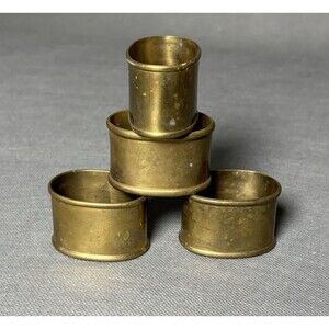 Vintage Brass Napkin Rings Holders-Oval Farmhouse Cottagecore-Lot 4-Brass Decor